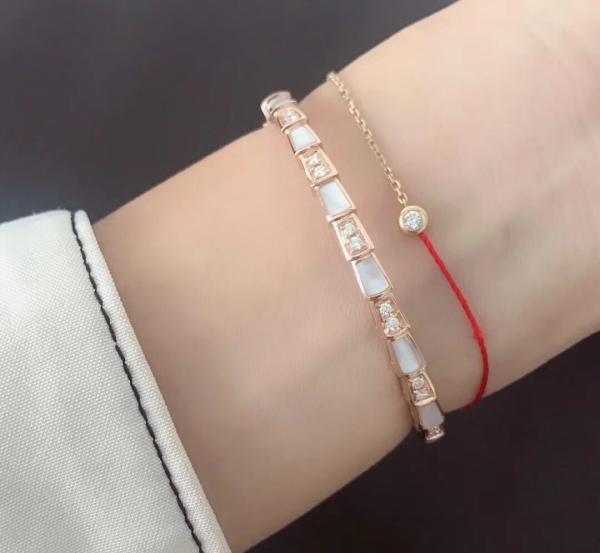 Buy cheap Elegant i 18k Gold Serpenti Viper Bracelet White MOP Natural Diamonds Real Gold Real Diamonds from wholesalers