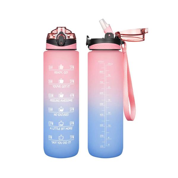 Buy cheap Portable 32 oz Motivational Water Bottle 1L Frosted Reusable Flip Top from wholesalers
