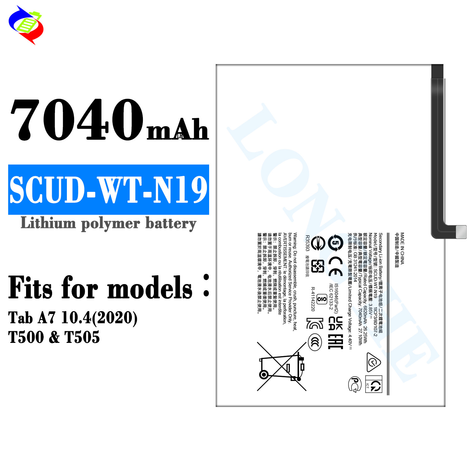 SCUD-WT-N19 3.85V 7040mAh Battery For Samsung Galaxy TAB A7 T500 T505C Tablet Batteries