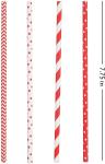 196.85mm Party Biodegradable Compostable Red Christmas Paper Straws