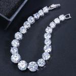 New Luxury Rose Gold Silver Color CZ Bracelet Bangle for Women Open Party Gift