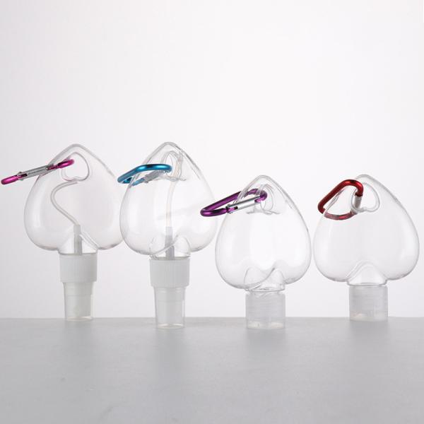 Buy cheap 60ml 50ml Alcohol Keychain Spray Bottles Empty Heart Hook PET from wholesalers