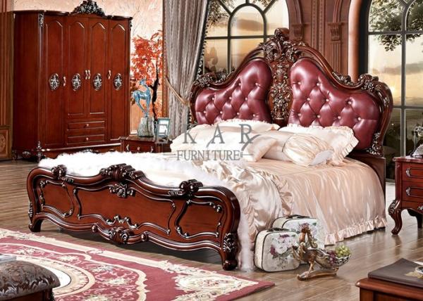 Buy cheap Europe style bedroom furniture classical leather bed from wholesalers
