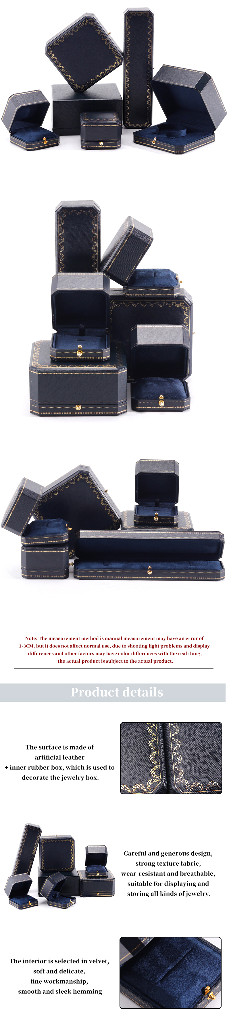 Custom Logo Jewelry Package Handmade Blue Square Paper Box for Luxury Plastic Ring Box