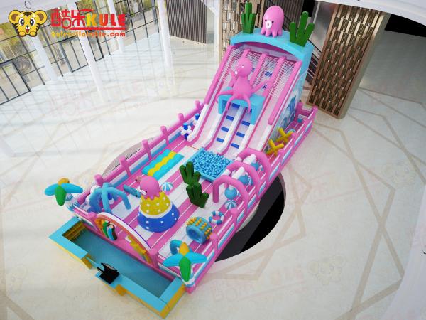Buy cheap Squid Park Bouncy Inflatable Castles Indoor Playground Pink For Children from wholesalers