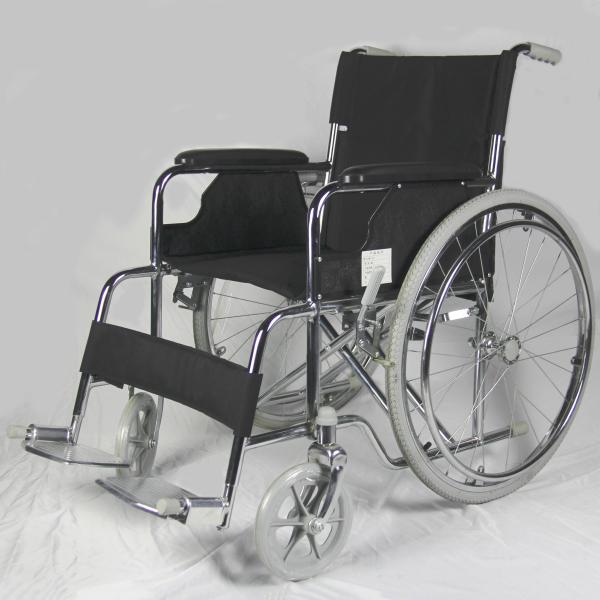 Buy cheap Chromed Frame Folding Steel Wheelchair With Double Cross Bar from wholesalers