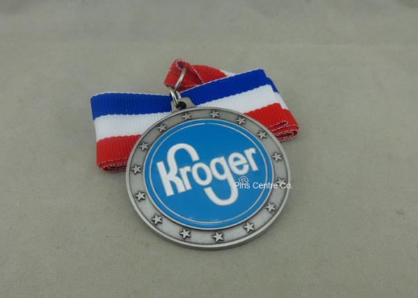 Buy cheap Copper Stamped Soft Enamel Ribbon Medals , Antique Silver Custom Medals For Awards from wholesalers