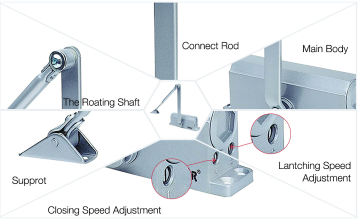 Aluminium Automatic Door Closer For Glass Door / Steel Door , Access Control System