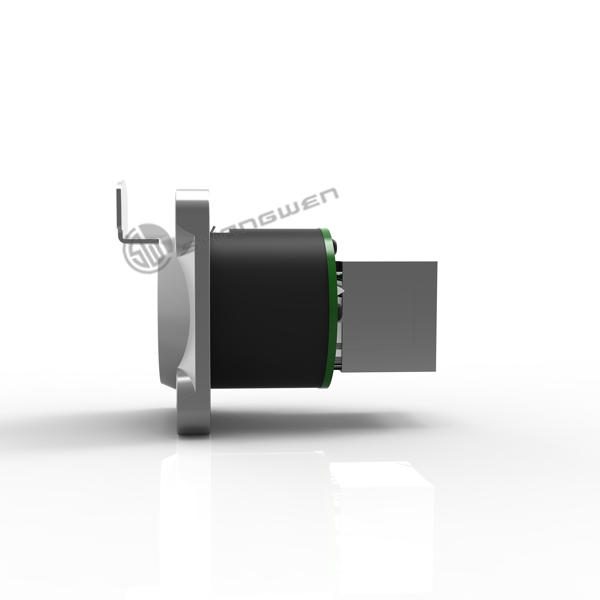 Female D-Style 8 Pin RJ45 Ethernet Chassis Connector Indoor Use IP44 PA66 Angled Connector for Aviation signal Connector