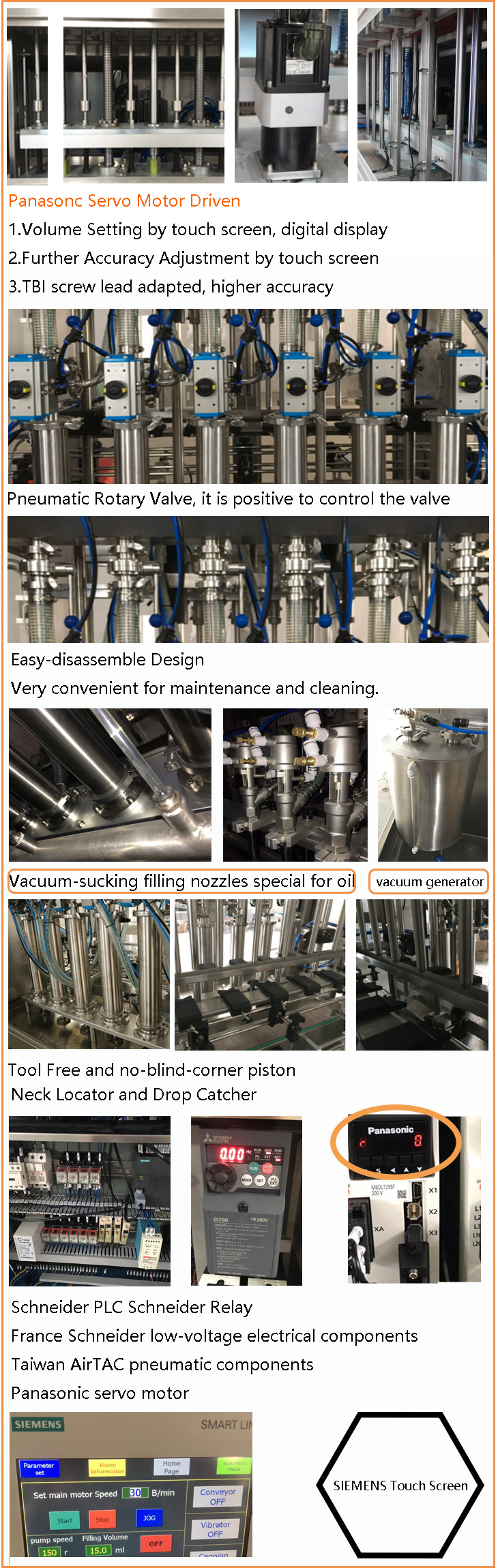 Easy Adjustment Olive Oil Bottling Machine With Vacuum Sucking Filling Nozzles