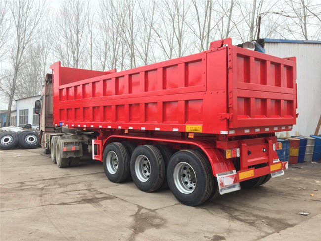 High Strength Steel End Dump Truck With BPW Axle / 30 Tons Semi Trailer Dump Truck