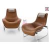 Buy cheap Frame Leather Lounge Fiberglass Dining Chair Revolving Disk Shaped Stainless Steel Base from wholesalers