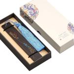 custom red bookmark gift box with silk cloth hinged rigid bookmark box with
