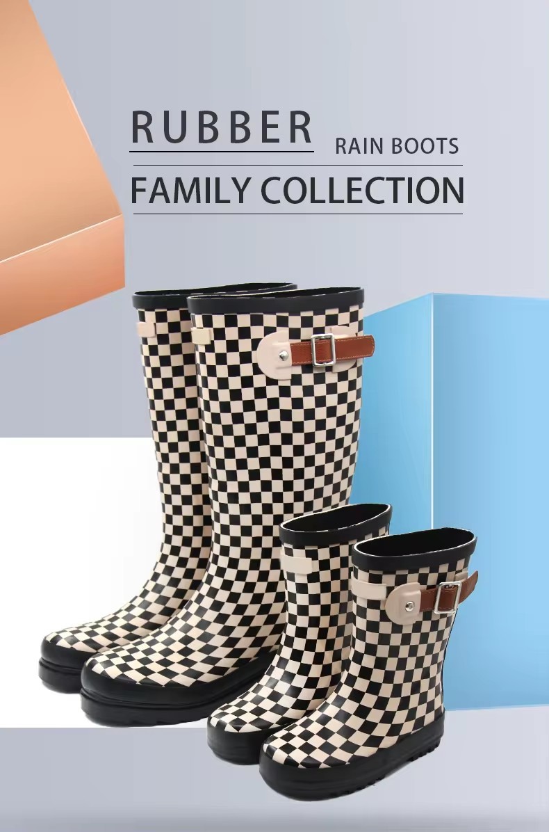 Custom Print Family Collection Gumboots Kids Mother 100% Waterproof Rubber Rain Boots For Children And Mum