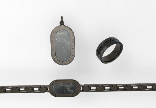Buy cheap Lightweight Men's Accessories Carbon Fiber Pendant Jewelry and Unique Pattern Ring Bracelet with Inlay Technology from wholesalers