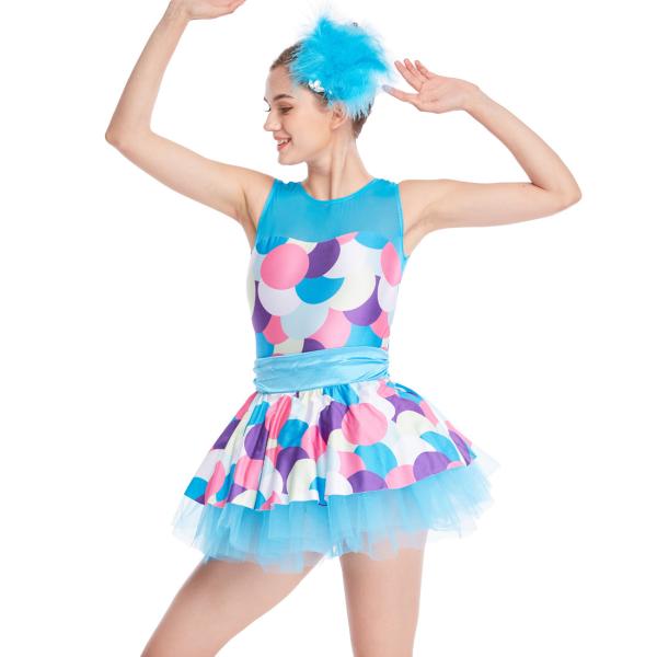 Buy cheap Bubble Prints Competition Dance Wear Sleeveless Bodice Knee Length jazz dance competition costumes from wholesalers