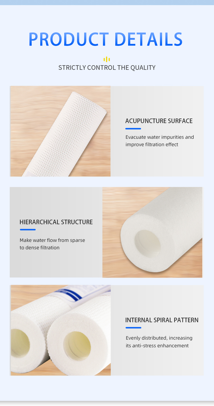 Household 5 Micron White 10 Inch PP Cotton Sediment Water Filter Cartridge for Reverse Osmosis