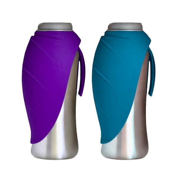 Silicone Leaf Shaped Bowl Portable Pet Water Bottle Stainless Steel Puppy Hot