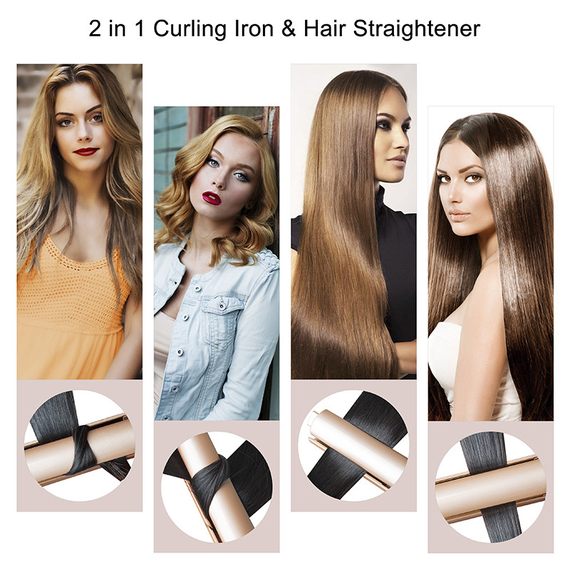 49W Anion Hair Straightener , LED 2 In 1 Hair Straightening And Curling Iron