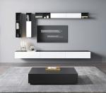 Living Room TV Shelves Wall Mounted TV Stand With Haning Cabinets And Display