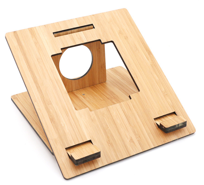 Amazon Creative Wooden Laptop Stand, Foldable Adjustable Computer Wooden MacBook Stand for Desk Portable Universal