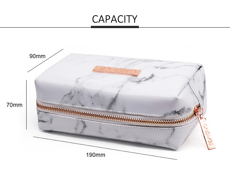 Luxury Travel White Marble Waterproof PU Wash Makeup Toiletry Bag