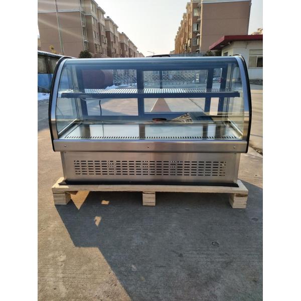 double-pan heated clear cake showcase curved glass dessert display case CE/ETL
