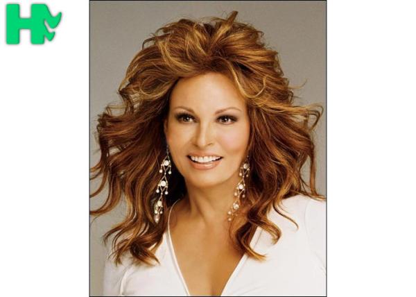 Buy cheap Natural Long Wave Type Hand Tied Blond Color Glueless Heat Resistant Synthetic Wigs from wholesalers