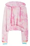 Trendy Women'S Plus Size Tie Dye Shirts , Pink Cropped Drawstring Sweatshirt