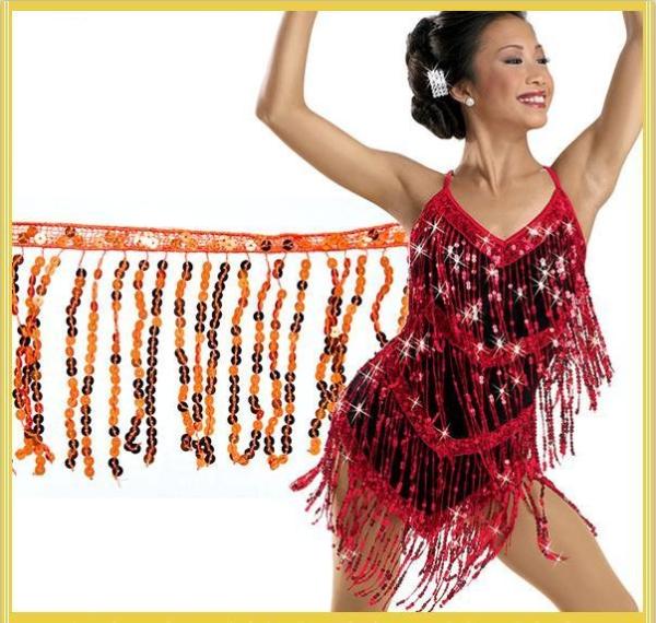 Buy cheap Colorful fashionable custom sequins rayon fringe tassel trimming for dancewear skirt dress from wholesalers