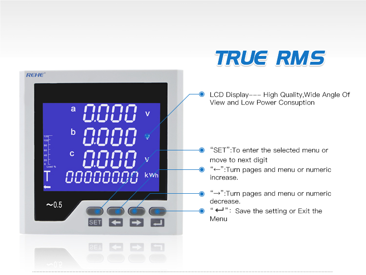 LCD Display Ethernet Power Meter Detector Multi-Function Meter