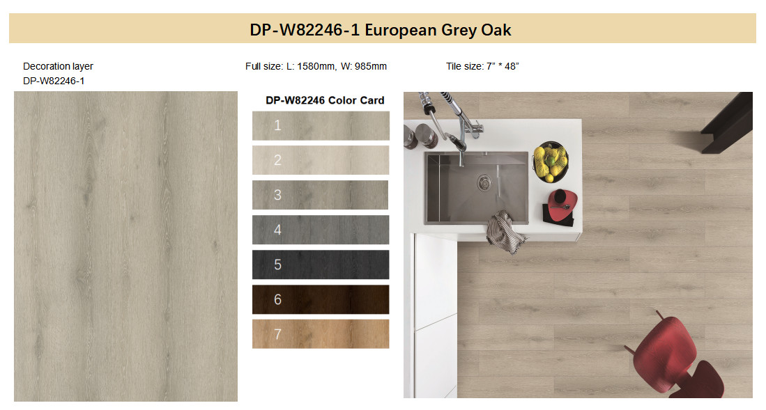0.3mm SPC Wood Flooring Skid Resistance European Grey Oak GKBM DP-W82246