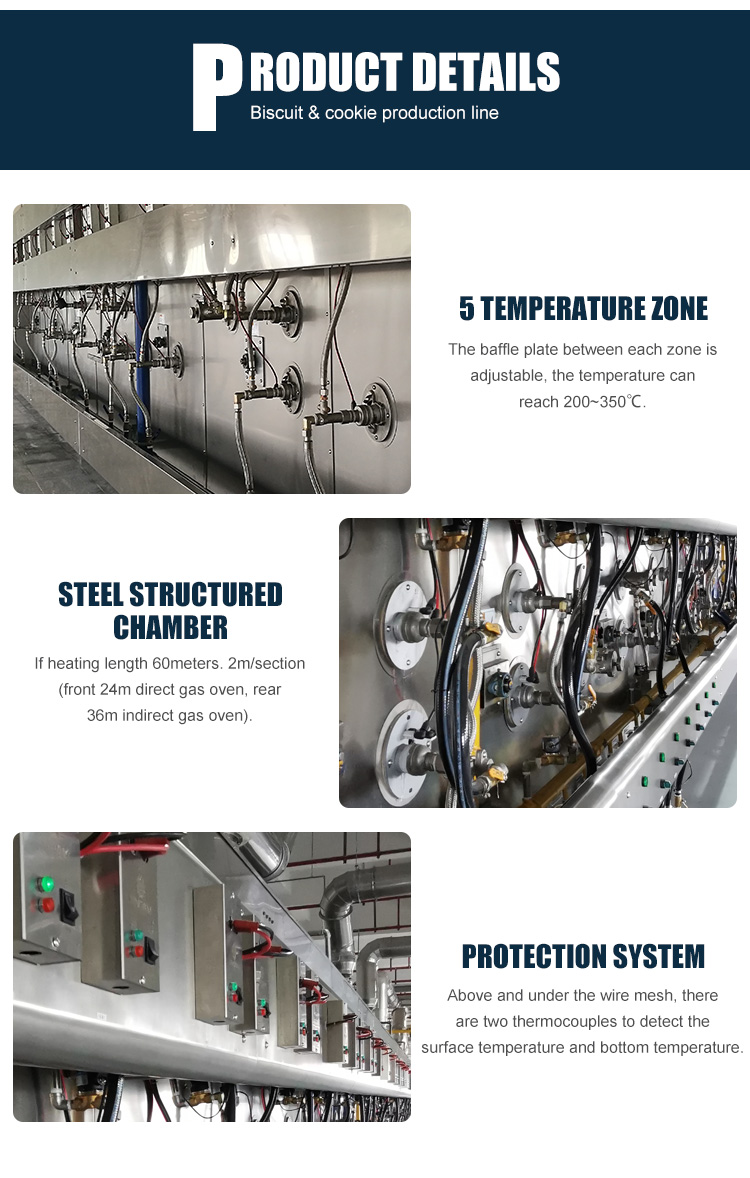 Different Temperature Zones Stainless Steel Industrial Tunnel Oven For Cookies