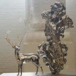 316L Stainless Steel Animal Sculpture , Modern Large Metal Deer Statue