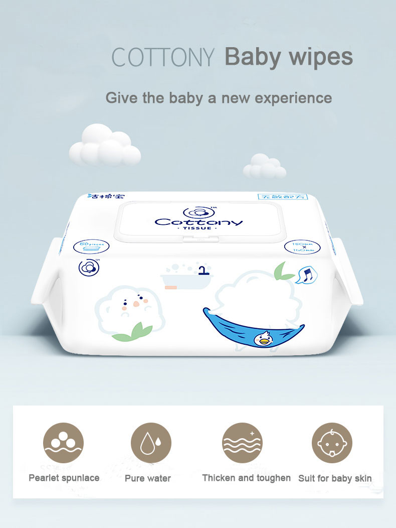 Non Woven Material Baby Cleaning Wipes With No Chemical Addition