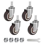 Set Of 4 High Quality Pressed Steel Chrome Plated Ball Bearing Tpr Threaded Stem