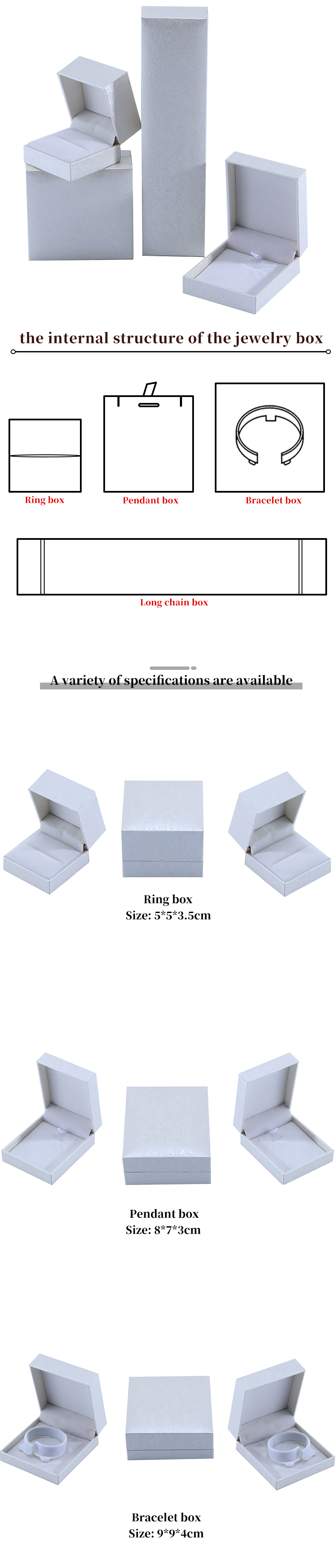 OEM Rectangle Cardboard Jewelry Box Paper Packaging Box For Earrings Necklace Ring