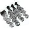 Buy cheap Ombre 1b/Grey Human Hair Bundles with Closure Body Wave 3 Hair Bundles with Closure Remy Hair Extension from wholesalers