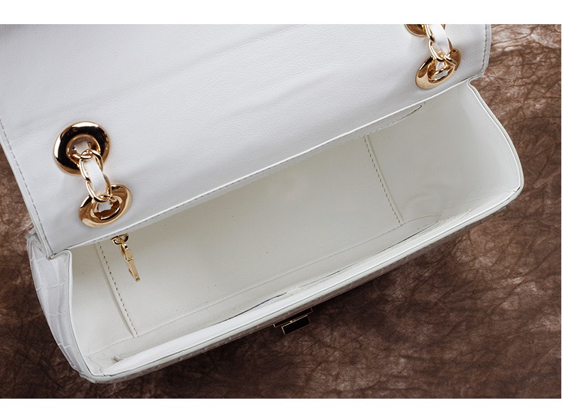 Luxury Genuine Crocodile Belly Skin Gold Hardware Lady Evening Flap Purse Alligator Leather Women Single Shoulder Bag