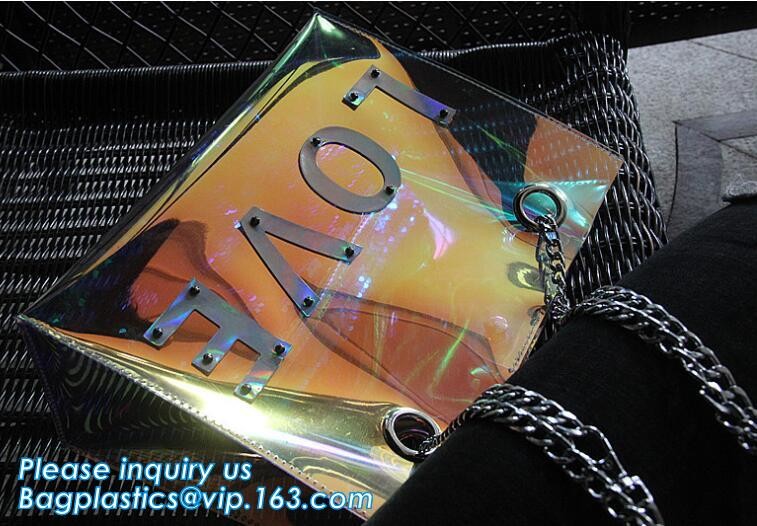 luxury handbag women chain shoulder bag clear PVC plastic tote bag, Tote Bag Clear Shoulder PVC Bag with Zipper, pac, ba