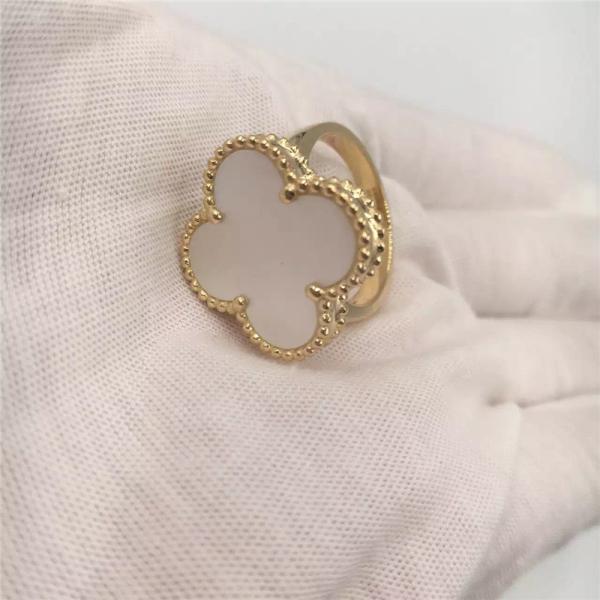Buy cheap White Mother-Of-Pearl 18K Gold Ring Magic Alhambra Simple Design For Young Ladies from wholesalers