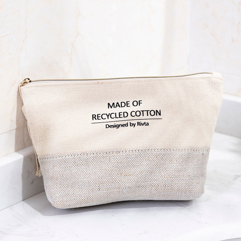 Makeup Storage Cotton Canvas Cosmetic Bag Bulk Pouch With Zipper Closure