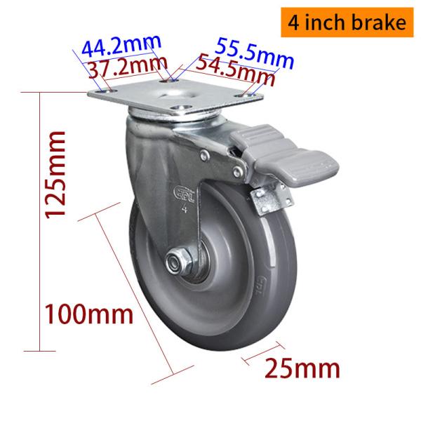 Buy cheap Zinc Coating Light Duty Casters Grey 4 Inch Chair Casters 364P-76 from wholesalers