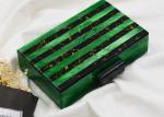 Pearl Gold Foil Acrylic Clutch Bag Light Green And Black Color With Splicing