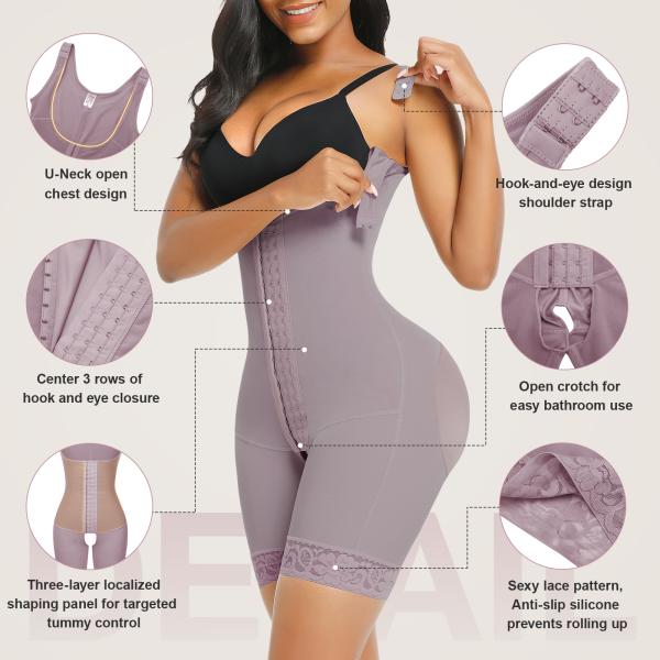 HEXIN Women's High Compression Bodysuit Body Shaper for Shaper Type Bodysuit