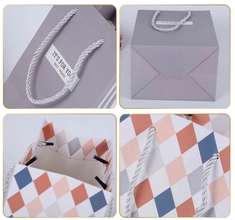 Twisted Handle Custom Printed Paper Bags Non - Toxic For Packaging / Shopping