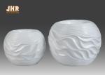 Wavy Pattern Glossy White Fiberglass Centerpiece Table Vases Ball Shape