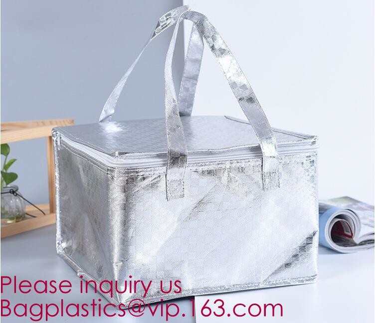 Insulated Thermal Non Woven Aluminum Foil Cooler Bag For Frozen Food,Reusable Insulated Aluminum Foil Thermal Lunch Cool