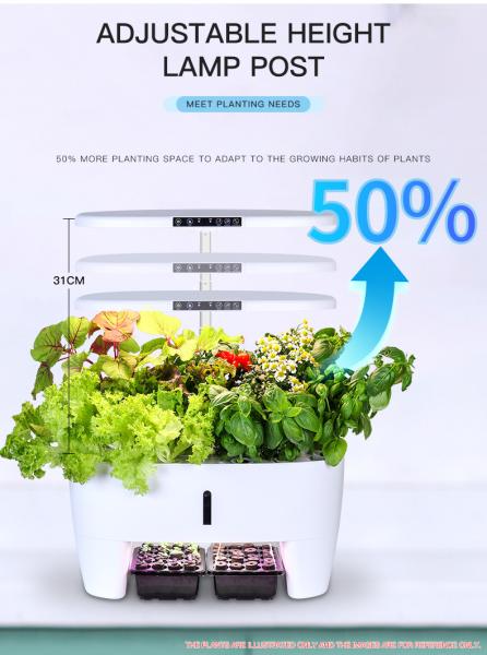 White Color Intelligent Hydroponic Planter White LED Lighting and Humidity