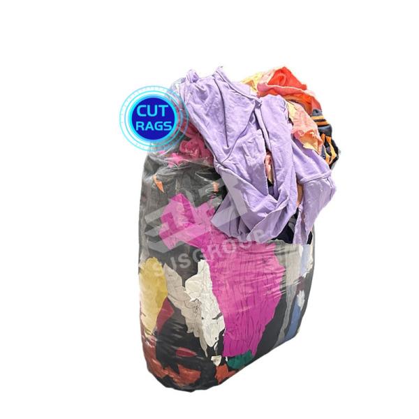 100% Cotton Coloured T-Shirt Rags for Heavy-Duty Industrial Cleaning in 10KG